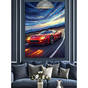 Hızlı Spor Araba Dekoratif Kanvas - Mdf Ahşap Tablo 70x100 cm