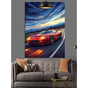 Hızlı Spor Araba Dekoratif Kanvas - Mdf Ahşap Tablo