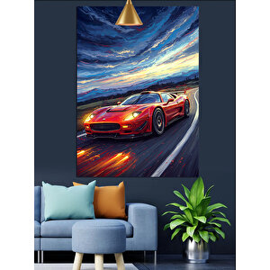 Hızlı Spor Araba Dekoratif Kanvas - Mdf Ahşap Tablo