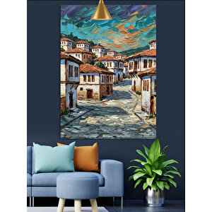 Eski Osmanlı Sokakları Dekoratif Kanvas - Mdf Ahşap Tablo 70x100 cm