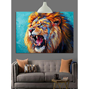 Kükreyen Yeleli Aslan Portresi Dekoratif Kanvas - Mdf Ahşap Tablo 50x70 cm