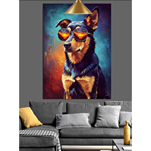 Güneş Gözlü Köpek Dekoratif Kanvas - Mdf Ahşap Tablo 70x100 cm