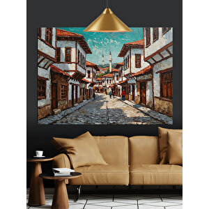Dar Sokaklarda Osmanlı Evleri Dekoratif Kanvas - Mdf Ahşap Tablo