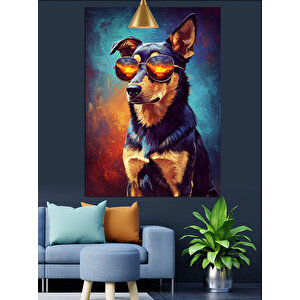 Güneş Gözlü Köpek Dekoratif Kanvas - Mdf Ahşap Tablo