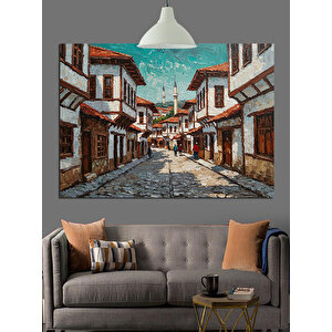 Dar Sokaklarda Osmanlı Evleri Dekoratif Kanvas - Mdf Ahşap Tablo 70x100 cm