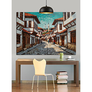 Dar Sokaklarda Osmanlı Evleri Dekoratif Kanvas - Mdf Ahşap Tablo 70x100 cm