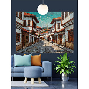 Dar Sokaklarda Osmanlı Evleri Dekoratif Kanvas - Mdf Ahşap Tablo 70x100 cm