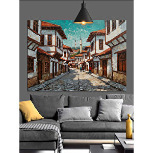 Dar Sokaklarda Osmanlı Evleri Dekoratif Kanvas - Mdf Ahşap Tablo