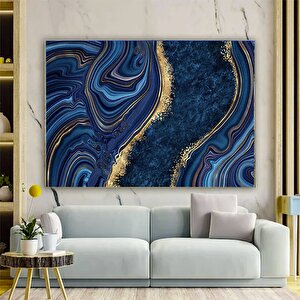Mavi-sarı Soyut Kanvas; Mermer Dokulu Duvar Sanatı 90x150 cm
