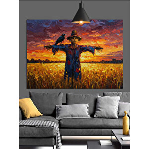Tarlada Güneş Altında Korkuluk Dekoratif Kanvas - Mdf Ahşap Tablo 70x100 cm