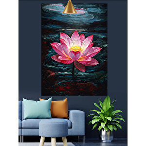 Pembe Lotus Çiçeği Dekoratif Kanvas - Mdf Ahşap Tablo 70x100 cm