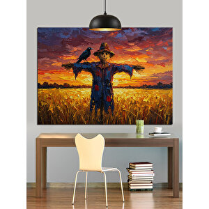 Tarlada Güneş Altında Korkuluk Dekoratif Kanvas - Mdf Ahşap Tablo