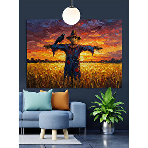 Tarlada Güneş Altında Korkuluk Dekoratif Kanvas - Mdf Ahşap Tablo