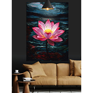 Pembe Lotus Çiçeği Dekoratif Kanvas - Mdf Ahşap Tablo 50x70 cm