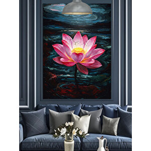Pembe Lotus Çiçeği Dekoratif Kanvas - Mdf Ahşap Tablo