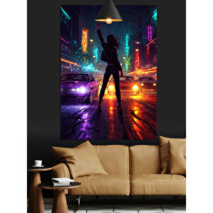 Gece Sokak Yarışı Dekoratif Kanvas - Mdf Ahşap Tablo 70x100 cm