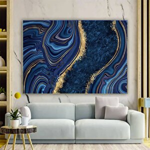 Mavi-sarı Soyut Kanvas; Mermer Dokulu Duvar Sanatı 120x150 cm