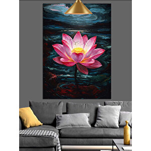 Pembe Lotus Çiçeği Dekoratif Kanvas - Mdf Ahşap Tablo