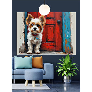 Sevimli Yüzlü Küçük Köpek Dekoratif Kanvas - Mdf Ahşap Tablo 70x100 cm