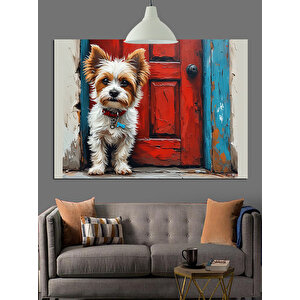 Sevimli Yüzlü Küçük Köpek Dekoratif Kanvas - Mdf Ahşap Tablo 70x100 cm