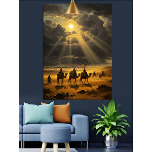 Çöl Güneş Işıkları Dekoratif Kanvas - Mdf Ahşap Tablo 25x35 cm