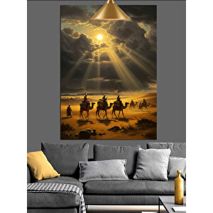 Çöl Güneş Işıkları Dekoratif Kanvas - Mdf Ahşap Tablo