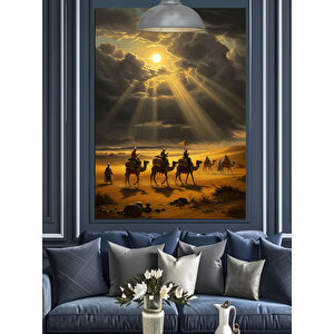 Çöl Güneş Işıkları Dekoratif Kanvas - Mdf Ahşap Tablo