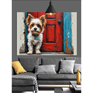 Sevimli Yüzlü Küçük Köpek Dekoratif Kanvas - Mdf Ahşap Tablo