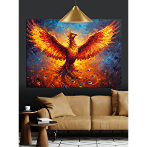 Alevler Arasında Turuncu Anka Dekoratif Kanvas - Mdf Ahşap Tablo 25x35 cm