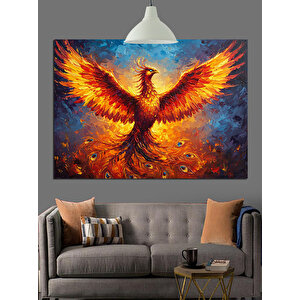 Alevler Arasında Turuncu Anka Dekoratif Kanvas - Mdf Ahşap Tablo 25x35 cm