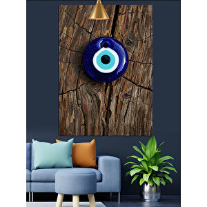 Mavi Nazar Boncuğu Dekoratif Kanvas - Mdf Ahşap Tablo 70x100 cm