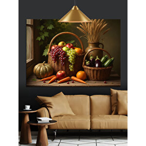 Sebze Ve Meyve Sepeti Dekoratif Kanvas - Mdf Ahşap Tablo