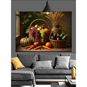 Sebze Ve Meyve Sepeti Dekoratif Kanvas - Mdf Ahşap Tablo