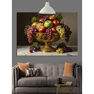 Meyve Sepeti Natürmort Dekoratif Kanvas - Mdf Ahşap Tablo 35x50 cm