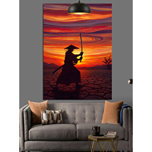 Samuray Gün Batımı Dekoratif Kanvas - Mdf Ahşap Tablo 50x70 cm