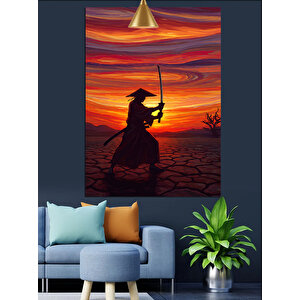 Samuray Gün Batımı Dekoratif Kanvas - Mdf Ahşap Tablo 50x70 cm
