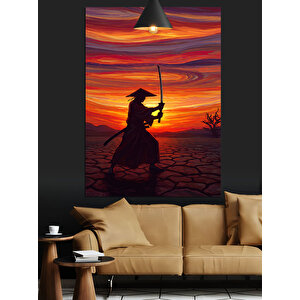 Samuray Gün Batımı Dekoratif Kanvas - Mdf Ahşap Tablo