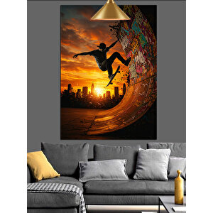 Gün Batımı Kaykaycı Dekoratif Kanvas - Mdf Ahşap Tablo 70x100 cm