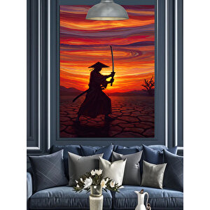 Samuray Gün Batımı Dekoratif Kanvas - Mdf Ahşap Tablo 25x35 cm