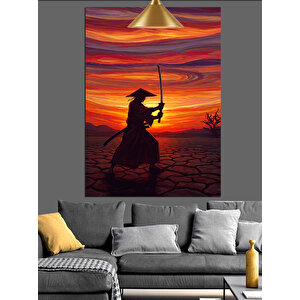 Samuray Gün Batımı Dekoratif Kanvas - Mdf Ahşap Tablo