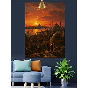 İstanbul Gün Batımı Dekoratif Kanvas - Mdf Ahşap Tablo 50x70 cm