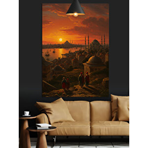 İstanbul Gün Batımı Dekoratif Kanvas - Mdf Ahşap Tablo 35x50 cm