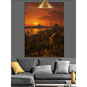 İstanbul Gün Batımı Dekoratif Kanvas - Mdf Ahşap Tablo 35x50 cm