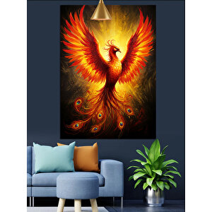 Alevli Anka Kuşu Dekoratif Kanvas - Mdf Ahşap Tablo 70x100 cm