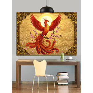 Altın Tüyleri Anka Kuşu Dekoratif Kanvas - Mdf Ahşap Tablo 50x70 cm