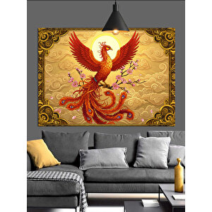 Altın Tüyleri Anka Kuşu Dekoratif Kanvas - Mdf Ahşap Tablo