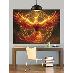 Altın Haleli Anka Dekoratif Kanvas - Mdf Ahşap Tablo 70x100 cm