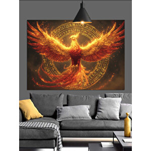 Altın Haleli Anka Dekoratif Kanvas - Mdf Ahşap Tablo