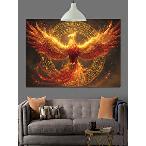 Altın Haleli Anka Dekoratif Kanvas - Mdf Ahşap Tablo 35x50 cm