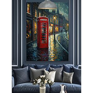 Kırmızı Telefon Kulübesi Dekoratif Kanvas - Mdf Ahşap Tablo
